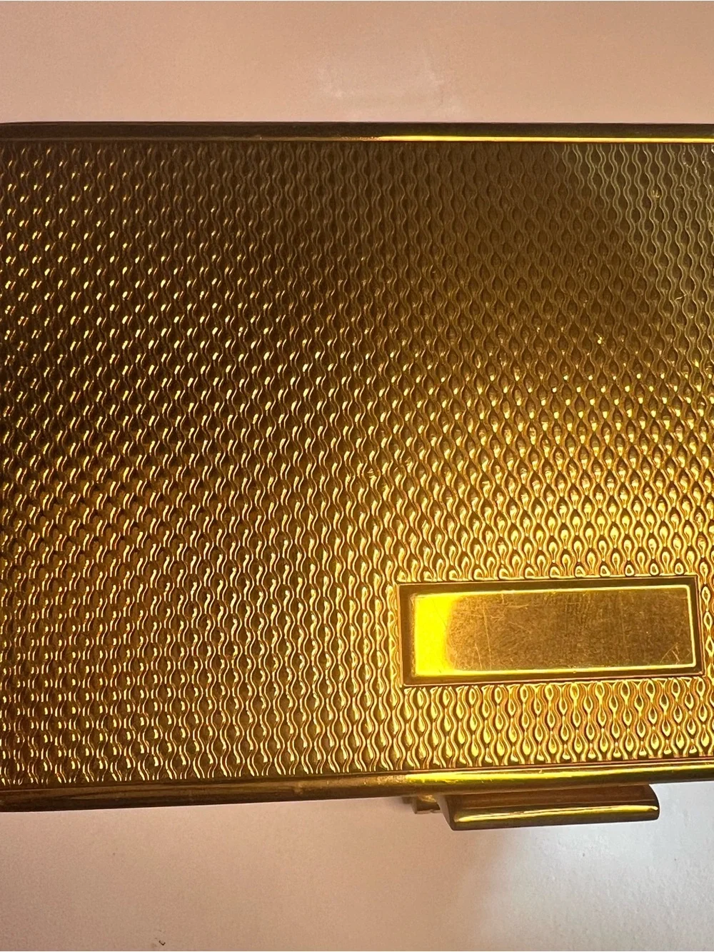Vintage 1950s Elgin American Carryall gold brass tone minaudière compact case